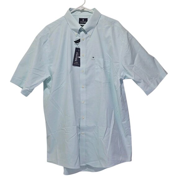 Stafford JC Penney Travel Regular Fit Wrinkle Free Oxford Button Down Oslo Blue - Picture 1 of 9
